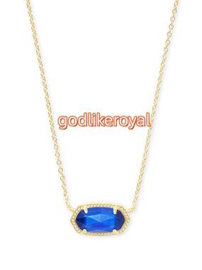 Elisa Gold Pendant Necklace in Cobalt Cat's Eye